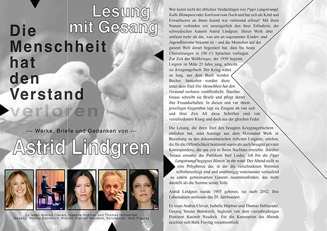 Flyer zu einer Lesung mit Texten von Astrid Lindgren